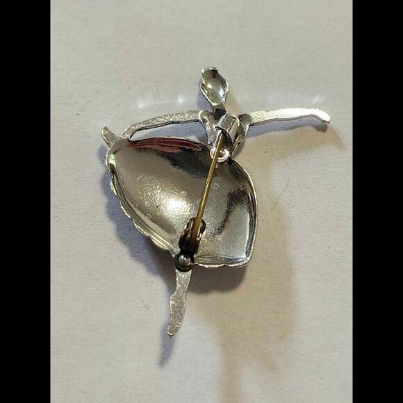 Vintage Small Ballerine Faux Marquesite Brooch 1 1/2 inches W x 1 1/2 inches T - Picture 2 of 2